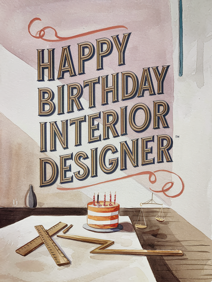 Free Download Happy Birthday Interior Designer Watercolor Illustration