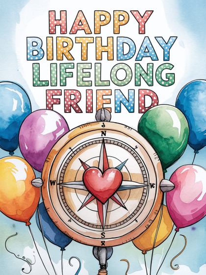 Happy Birthday Lifelong Friend Watercolor Greeting Card