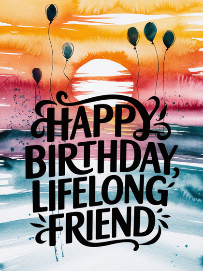 Watercolor Sunset Birthday Card