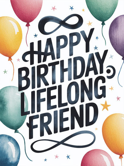 Happy Birthday Lifelong Friend Watercolor Card
