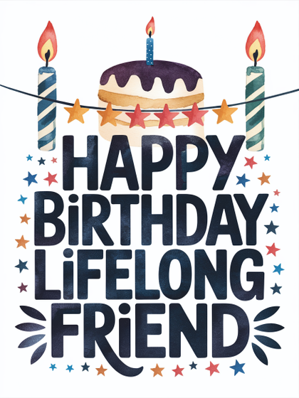 Happy Birthday Lifelong Friend Watercolor Card