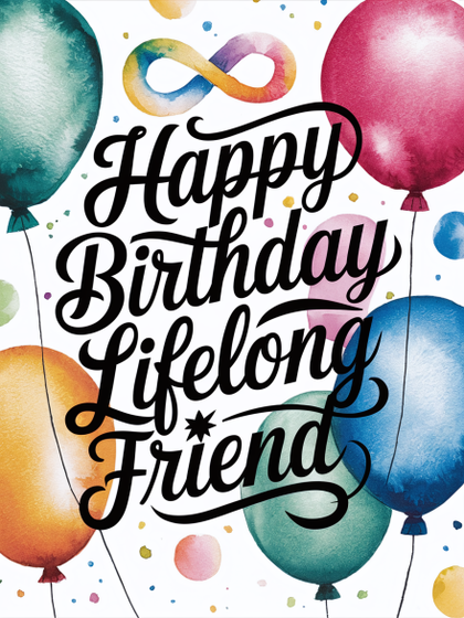Watercolor Happy Birthday Lifelong Friend Card