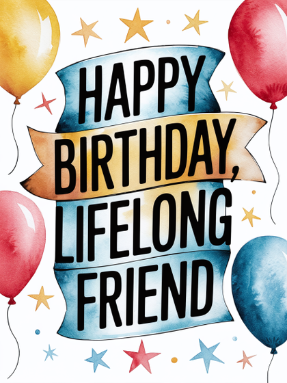 Watercolor Birthday Banner For Lifelong Friend