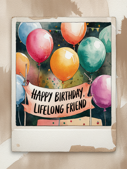Watercolor Happy Birthday Card with Balloons