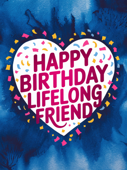 Watercolor Heart Birthday Card for Friend