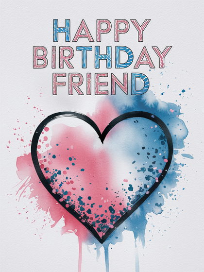 Watercolor Happy Birthday Friend Card