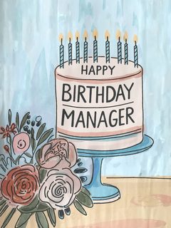 Happy Birthday Manager Watercolor Cake