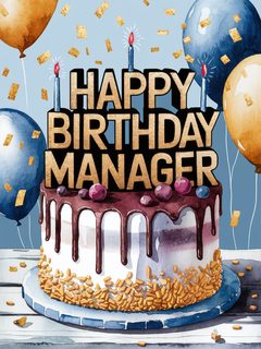 Watercolor Birthday Cake for Manager