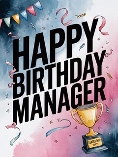 Watercolor Happy Birthday Manager Card