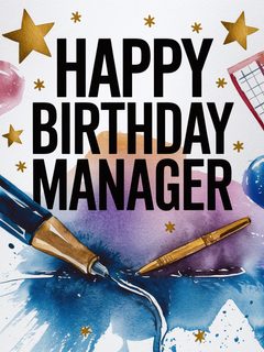 Watercolor Happy Birthday Manager Card