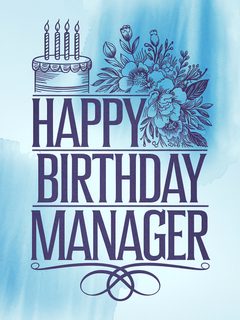 Happy Birthday Manager Watercolor Greeting Card