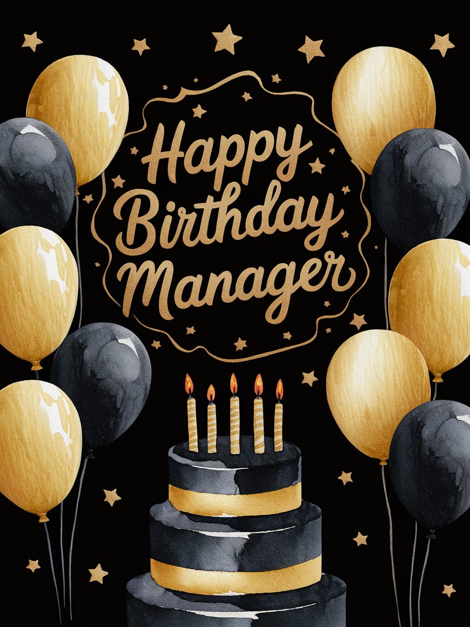 Happy Birthday Manager Watercolor Card