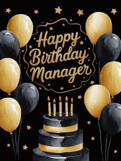 Happy Birthday Manager Watercolor Card