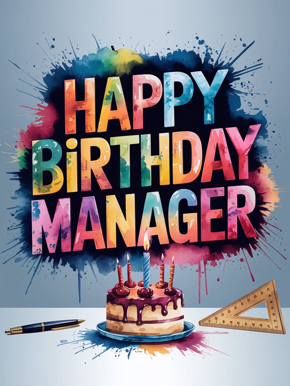 Watercolor Happy Birthday Manager Office Decor