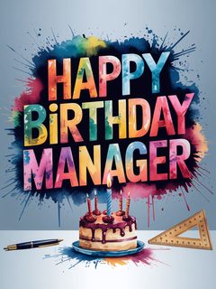 Watercolor Happy Birthday Manager Office Decor