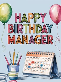 Happy Birthday Manager Watercolor Card