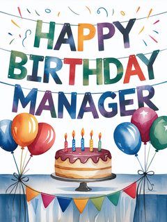 Watercolor Happy Birthday Banner for Manager