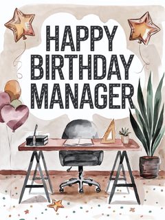 Watercolor Birthday Card for Manager