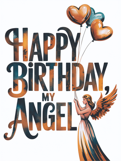 Free Download Happy Birthday Angel Watercolor Greeting Card