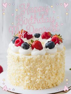 Happy Birthday My Dearest Cake with Heart and Star Accents
