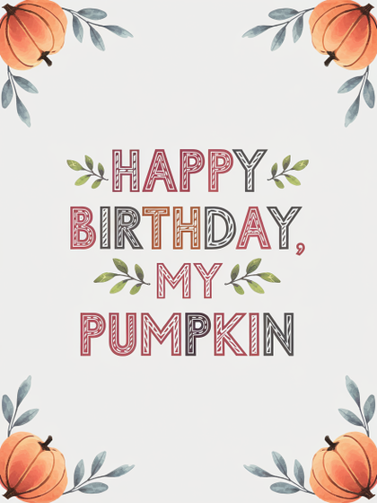 Watercolor Happy Birthday Pumpkin Card