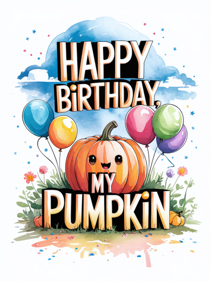 Happy Birthday Pumpkin Illustration