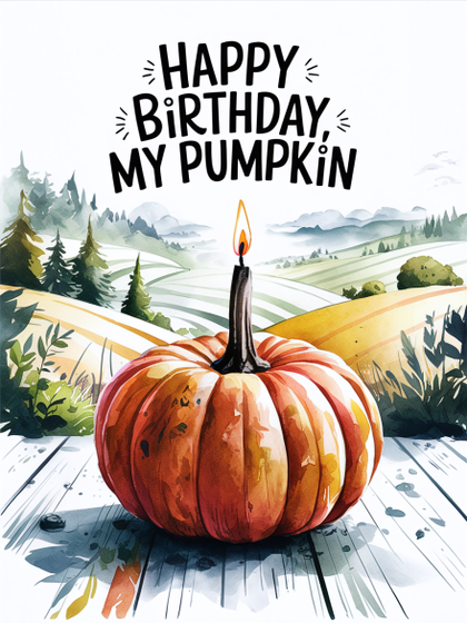 Watercolor Pumpkin Birthday Card