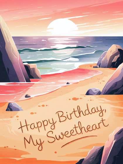 Sunset Beach Birthday Greeting Card