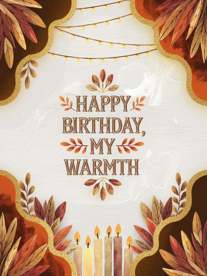 Watercolor Birthday Card with Candles and Lights