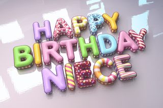 3D Rendered Happy Birthday Niece Text with Colorful Letters