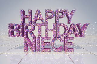 Happy Birthday Niece 3D Render with Glitter
