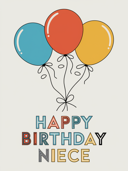 Birthday Balloons Niece Greeting Card