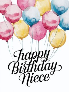 Happy Birthday Niece Watercolor Balloons