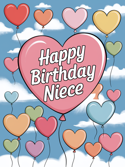 Happy Birthday Niece Balloons Illustration