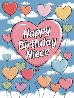 Happy Birthday Niece Balloons Illustration
