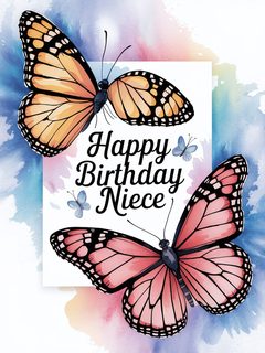 Watercolor Butterfly Birthday Card for Niece