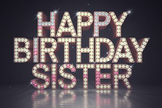 Happy Birthday Sister Diamond Text