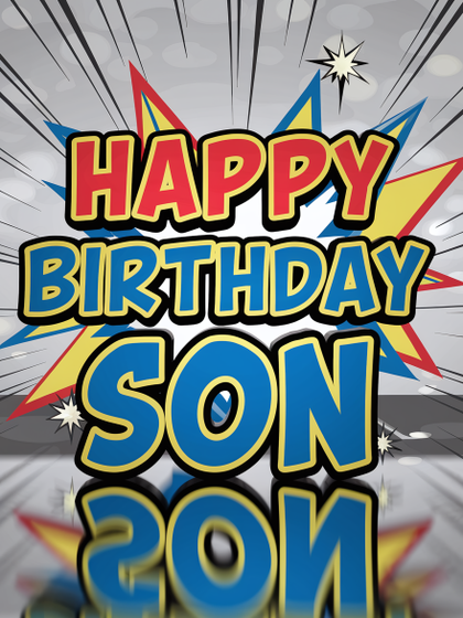Happy Birthday Son Comic Book Style