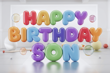 3D Colorful Happy Birthday Son Balloons