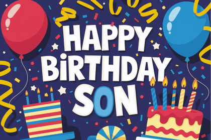 Happy Birthday Son Card Illustration