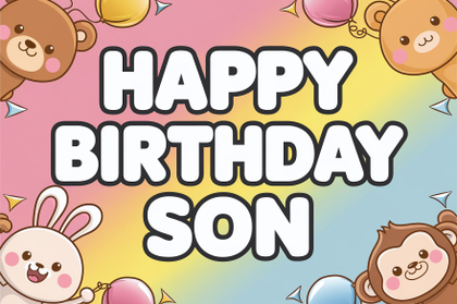 Cute Happy Birthday Son Card with Animals