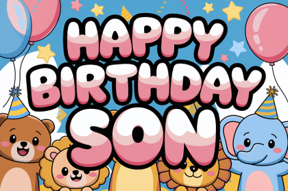 Happy Birthday Son Card with Cartoon Animals