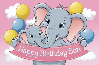 Happy Birthday Son Elephant Card