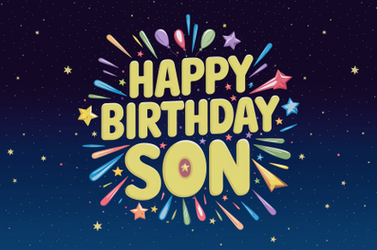 Happy Birthday Son with Stars and Fireworks
