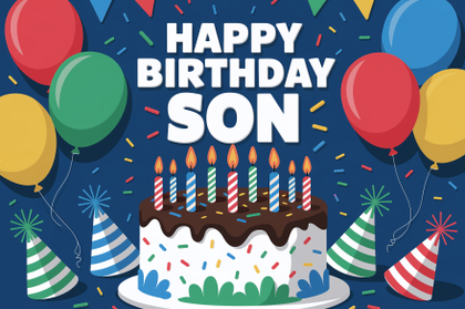 Happy Birthday Son Cake and Balloons