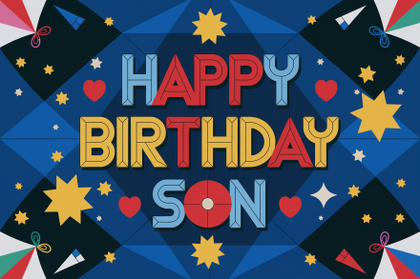 Happy Birthday Son Geometric Card