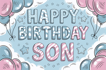 Happy Birthday Son Card with Balloons