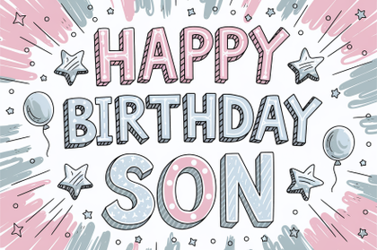 Hand Drawn Happy Birthday Son Card