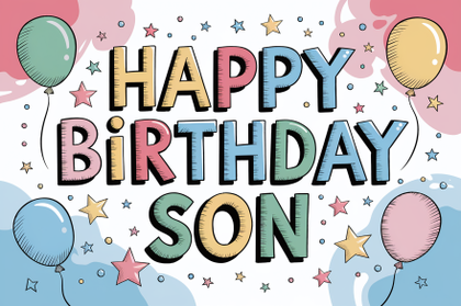 Happy Birthday Son Card Illustration