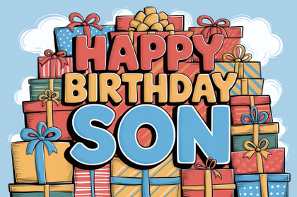 Happy Birthday Son Hand Drawn Illustration